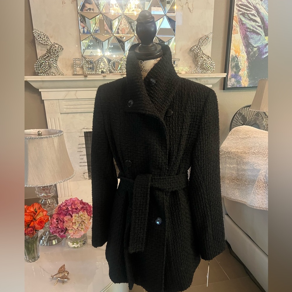 🆕 Calvin Klein Women's Black Basket woven Coat - Picture 7 of 17